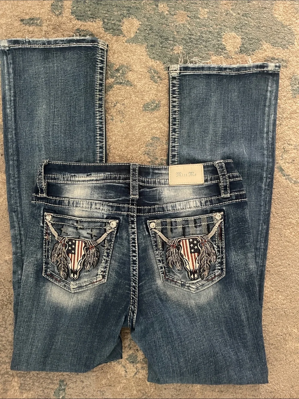 Miss Me Flare Jeans . Patriotic Bull . Size 29 - Picture 3 of 15